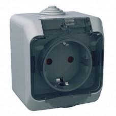 Розетка з кришкою IP44 Cedar Plus сіра