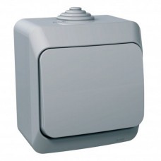Вимикач 1-клавішний IP44 Cedar Plus, накладний монтаж, сірий